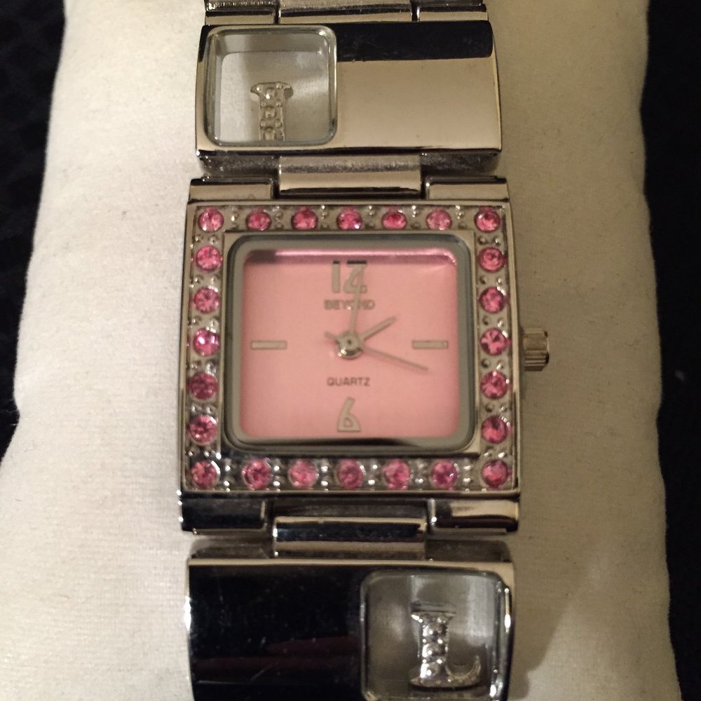 Beyond Pink Crystal Silver Ladies LOVE Watch - New
